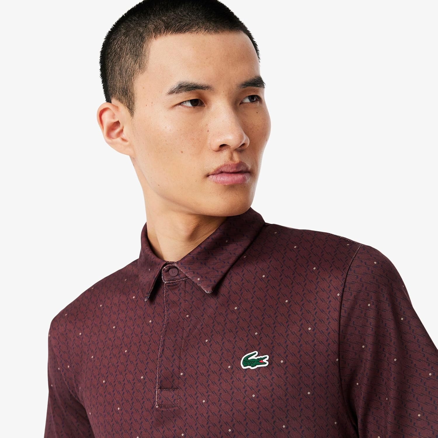 Lacoste мужская поло для гольфа Regular Fit с защитой от ультрафиолета, Bordeaux & Navy Blue — фото 2