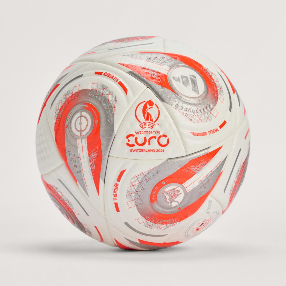 

Футбольный мяч Adidas UEFA Women's EURO25 Final Pro Ball, цвет White/Silver Metallic/Multi/Lucid Lemon