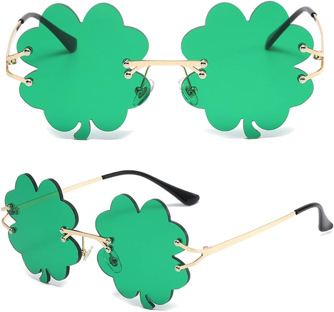 

Солнцезащитные очки в виде ирландского клевера ко Дню Святого Патрика, зеленые очки в виде четырехлистного клевера, костюм лепрекона, сувениры для вечеринки, очки для снаряжения ayigu, (1 Pack) A2 Four Leaf Clover Green