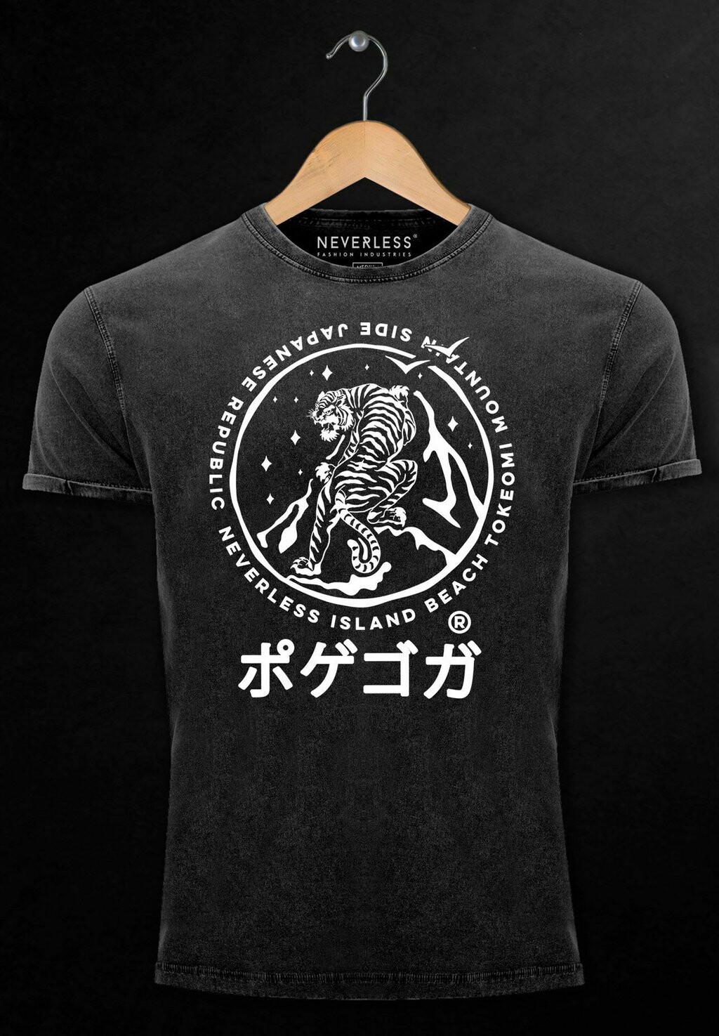 

Футболка с принтом VINTAGE TIGER JAPAN ASIATISCHE SCHRIFTZEICHEN LOGO Neverless, черный