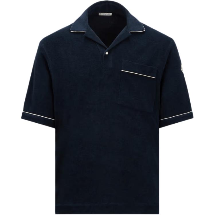 

Поло с короткими рукавами из махровой ткани Moncler, синий