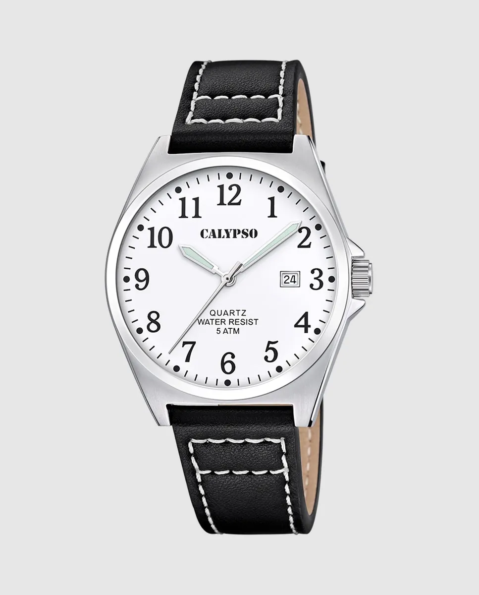 

K5868/1 Базовые мужские часы из черной кожи Calypso, черный