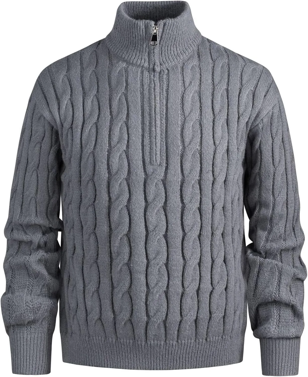 

Свитер-полузип мужской вязаный с длинным рукавом Slim Fit и рифленым краем