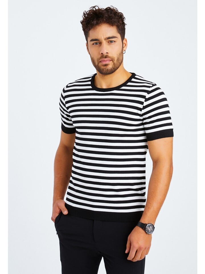 

Футболка Leif Nelson Herren T-Shirt Feinstrick Rundhals LN-7575, цвет SCHWARZ-ECRU