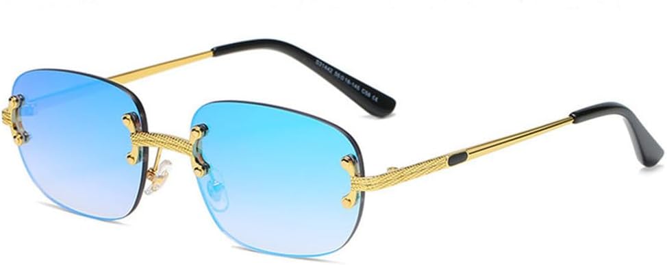 

Популярные солнцезащитные очки 2027 года, маленькие, прямоугольной формы, в стиле ретро, ​​без оправы, с зеркальным покрытием, защита от УФ-излучения UV400 MTZJH, Blue Mirror