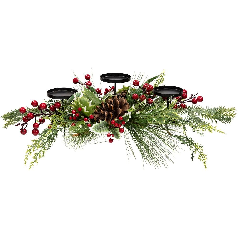 

Рождественский подсвечник Northlight Holly & Berries, зеленый