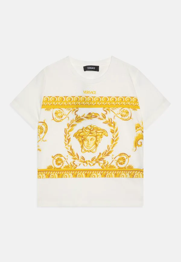 Футболка унисекс с принтом медузы и гирляндой Versace, White/Gold