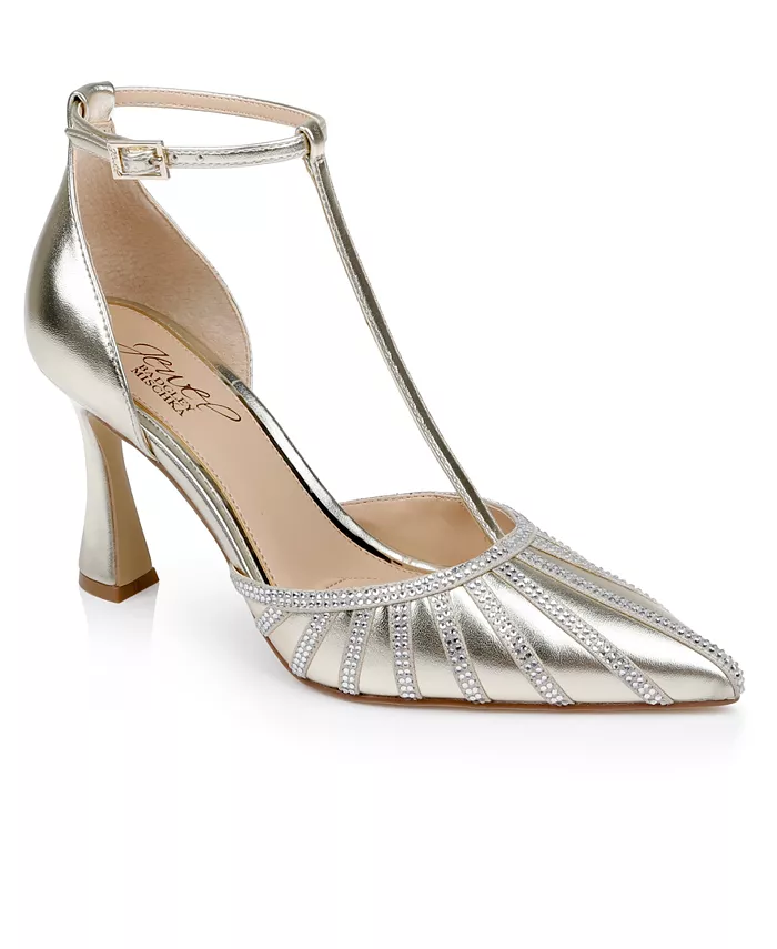 Женские вечерние туфли-лодочки Faithlyn с Т-образным ремешком Jewel Badgley Mischka, золотой