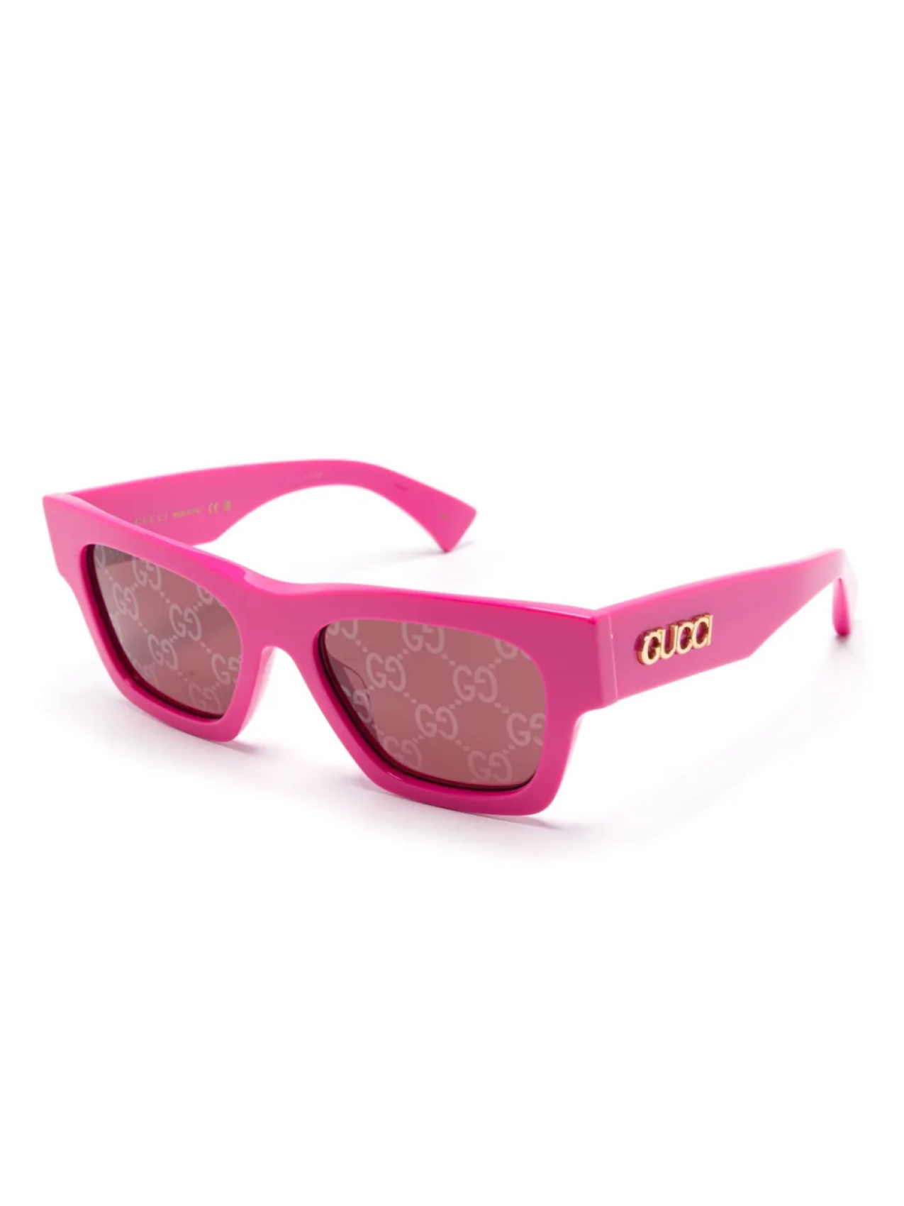 Gucci Eyewear солнцезащитные очки в квадратной оправе, розовый — фото 2