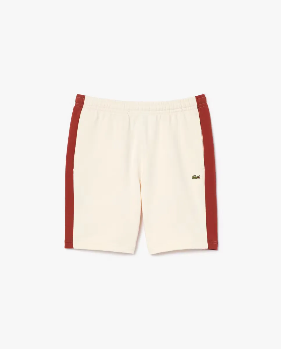 

Мужские шорты из хлопкового флиса в стиле колор-блок белого цвета Lacoste, белый