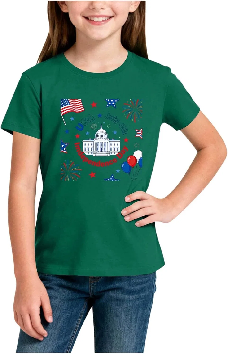 Футболка с коротким рукавом American Flag, Zzalalana, армейский зеленый — фото 2