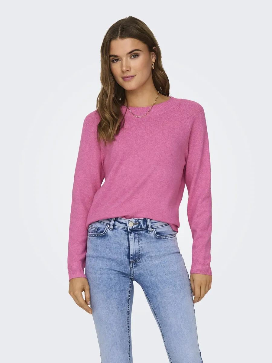 

Only свитер с круглым вырезом "ONLRICA LIFE L/S PULLOVER KNT NOOS", цвет Azalea Pink