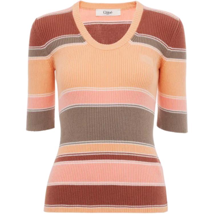 

Полосатый трикотажный топ с рукавом три четверти Chloé, мультиколор