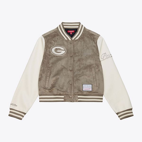 

Женская куртка-варенка tan green bay packers на молнии Mitchell & Ness