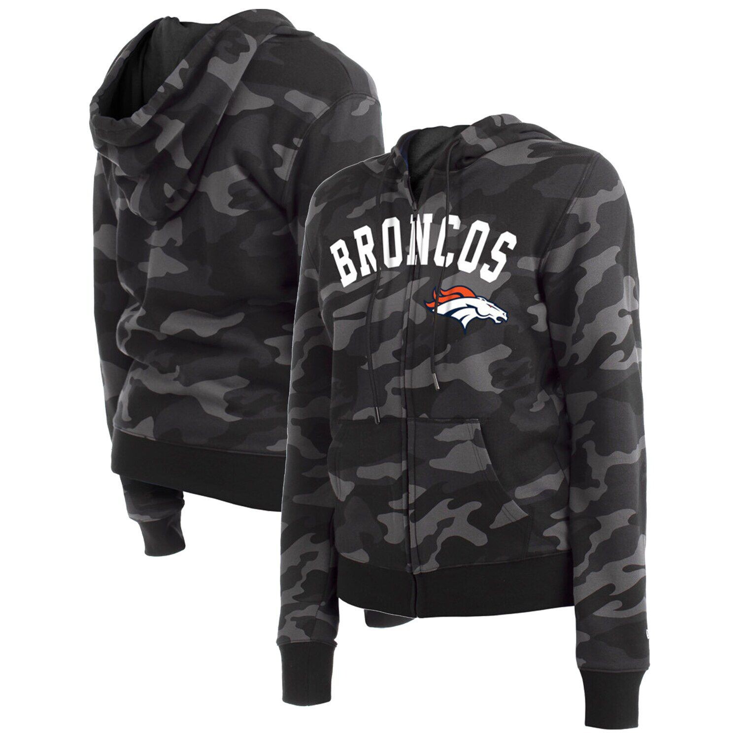 

Женская черная толстовка с молнией во всю длину и камуфляжем New Era Denver Broncos New Era, Черный, Женская черная толстовка с молнией во всю длину и камуфляжем New Era Denver Broncos New Era