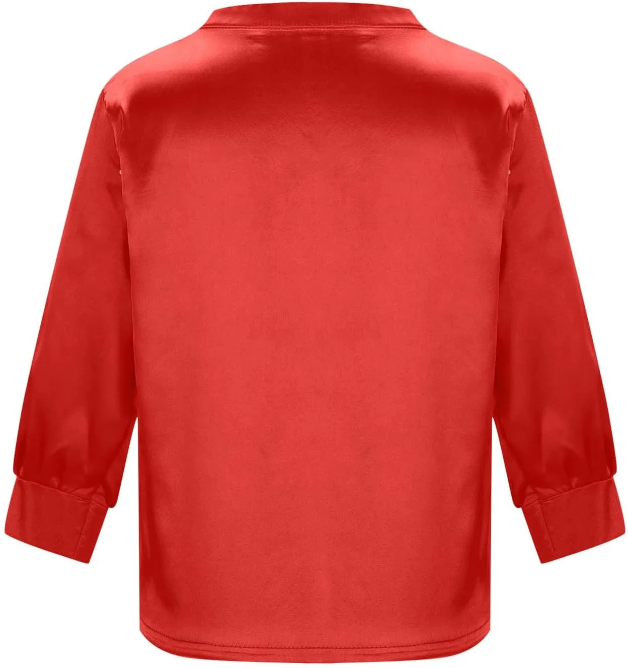 Детская блуза с V-образным вырезом и рукавом 3/4, сатин, Generic, Red — фото 3