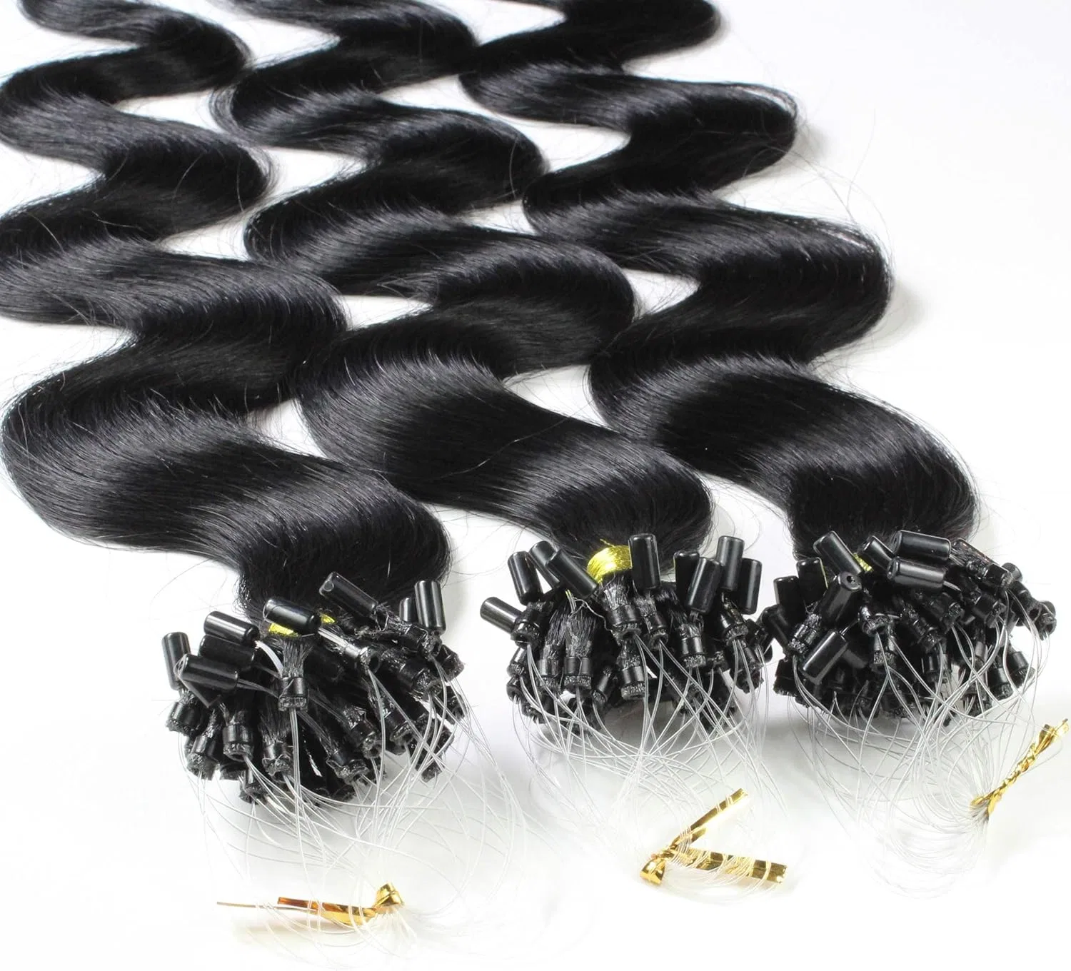 Наращивание волос Hair2Heart 50 x 1 г с микрокольцами, 40 см, черные, волнистые Hair2Heart — фото 3