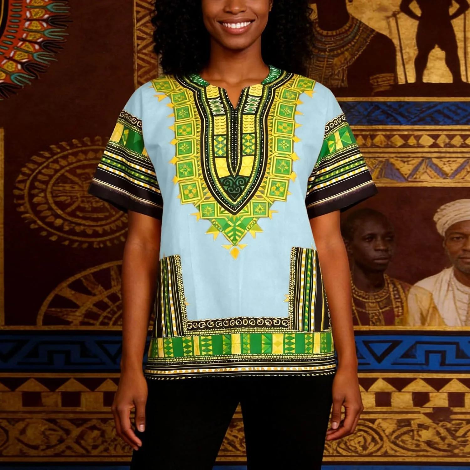 Футболка Unisex с коротким рукавом в стиле Dashiki, Plus Size — фото 4