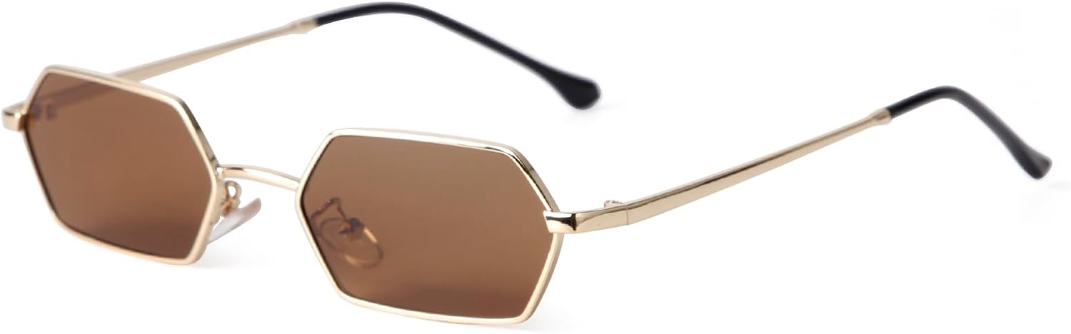 

Солнцезащитные очки JUDOO маленькие, узкие, прямоугольной формы, для женщин и мужчин, в стиле ретро Y2K 90-х, шестиугольная оправа, тонкие солнцезащитные очки, Gold/Brown