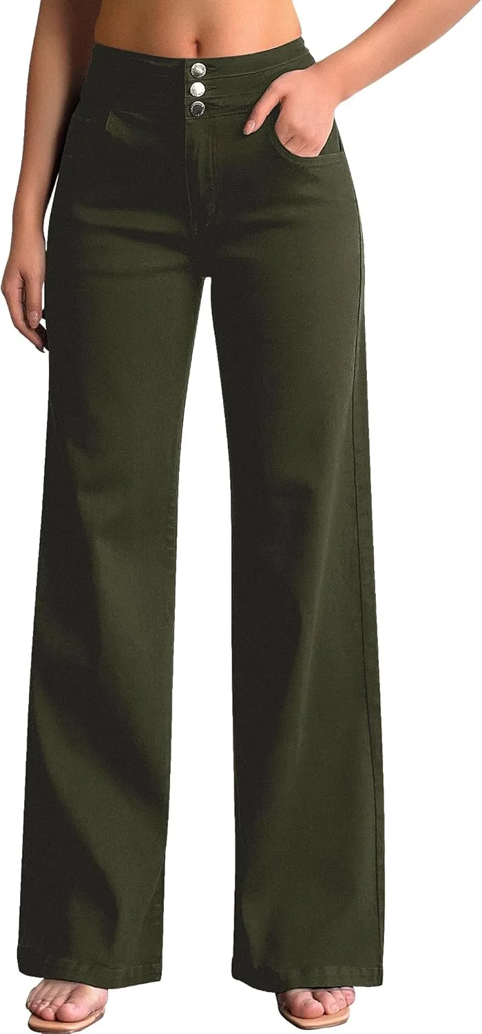 

Roswear женские джинсы широкие клеш casual высокая посадка stretch