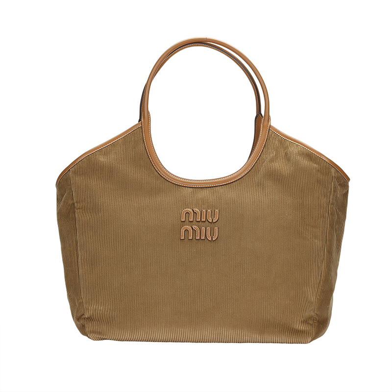 

Сумка-шоппер из вельвета женская цвета корицы MIU MIU