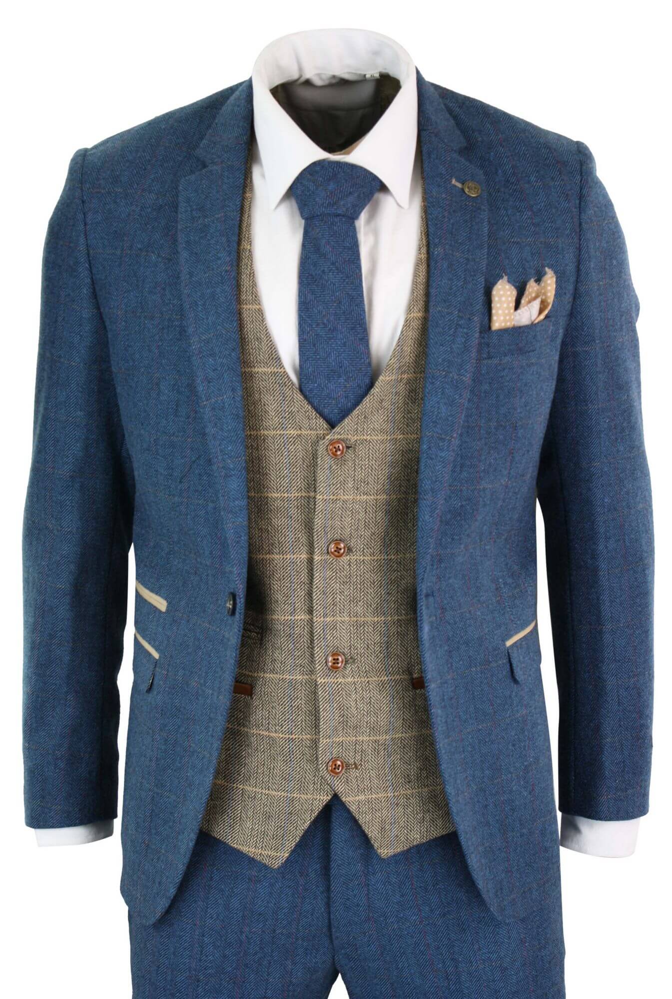 

Deon Blue Tan Brown 3-х предметный твидовый костюм Marc Darcy