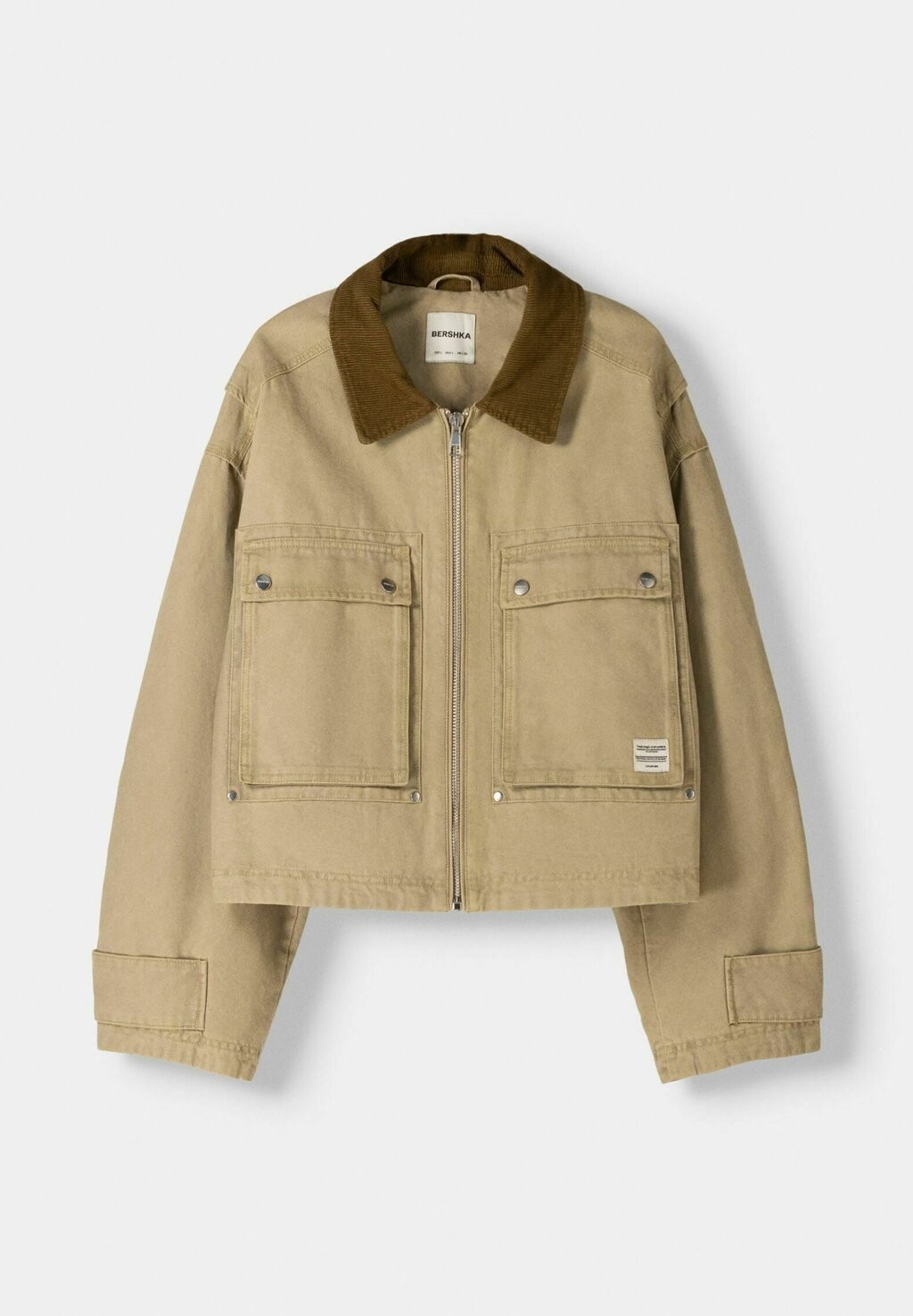 

Летняя куртка CROPPED WITH CONTRAST COLLAR Bershka, коричневый