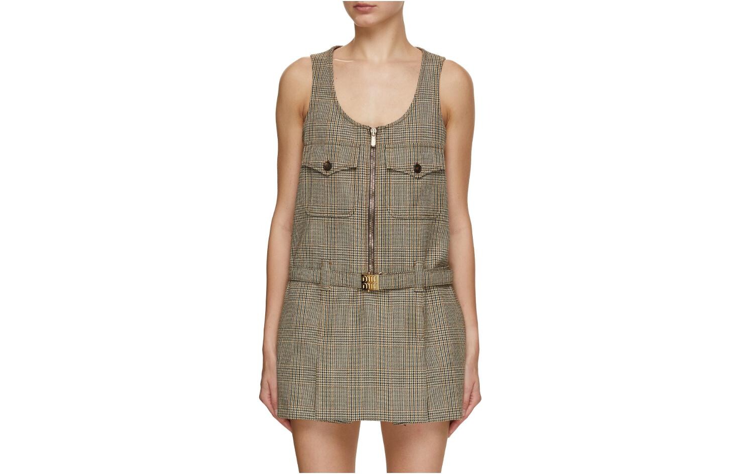 

Платье без рукавов женское хаки Miu Miu