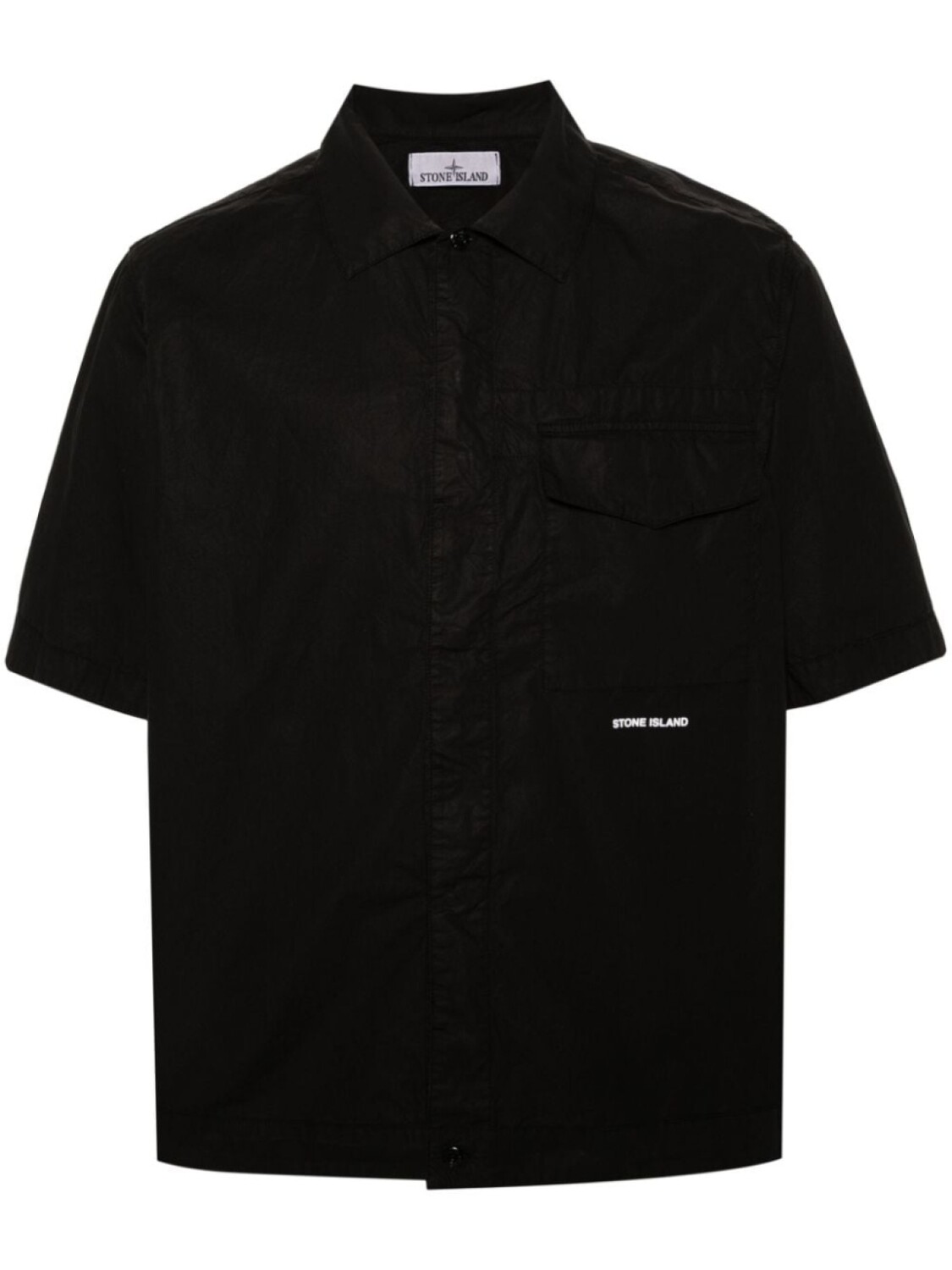

Мятая рубашка с логотипом Stone Island, черный