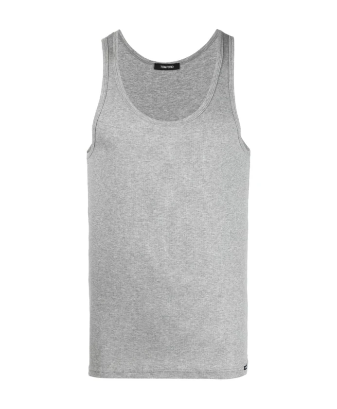 

Серая футболка без рукавов из смесовой хлопковой ткани Tom Ford, серый