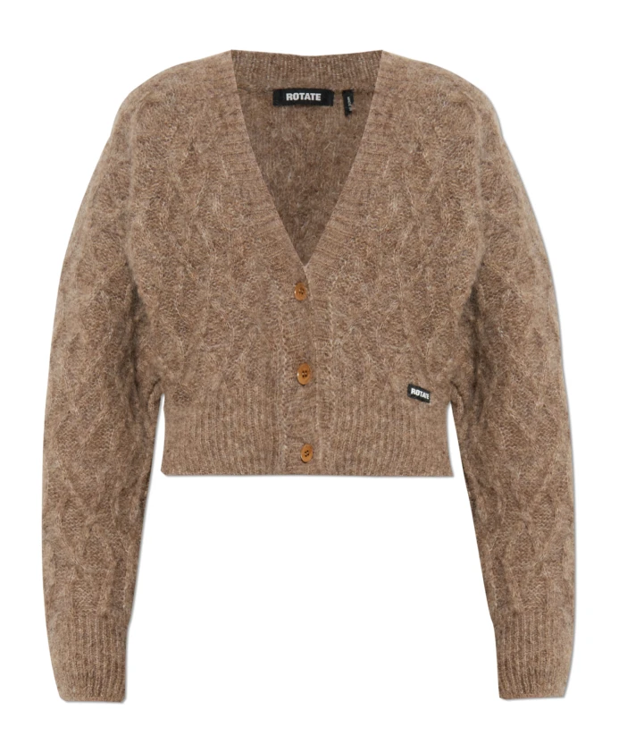 

Вязаный укороченный кардиган Rotate Birger Christensen, коричневый
