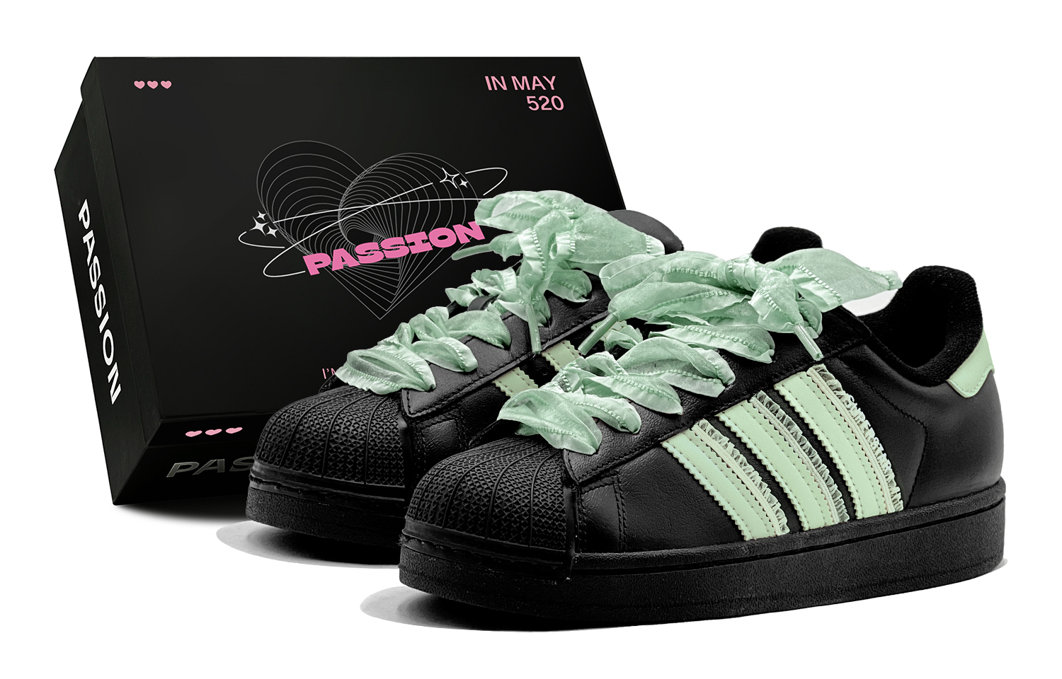 

Superstar 2 Skateboard Shoes Unisex Low top Black Adidas Originals, светло-зеленый