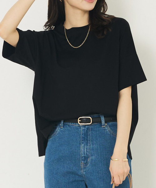 

Футболка с коротким рукавом, широкая, из шелкового атласа Abahouse mavie, черный