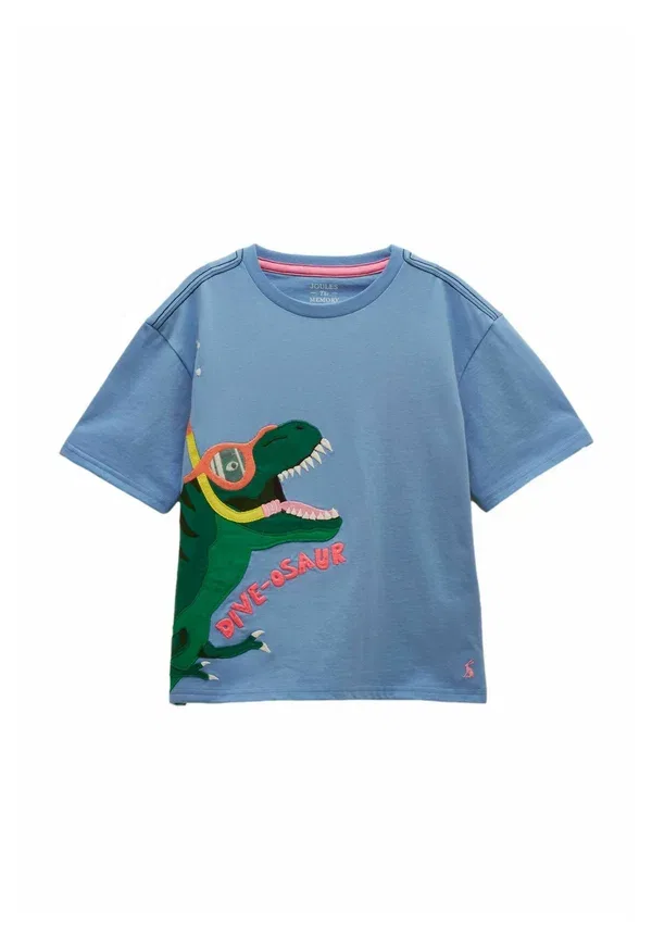 Футболка для мальчиков Joules Archie Applique Graphic T-Shirt, синий динозавр