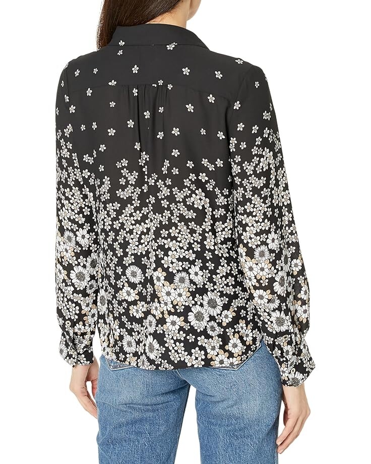 

Топ Tommy Hilfiger Long Sleeve Collar Floral Top, черный мульти