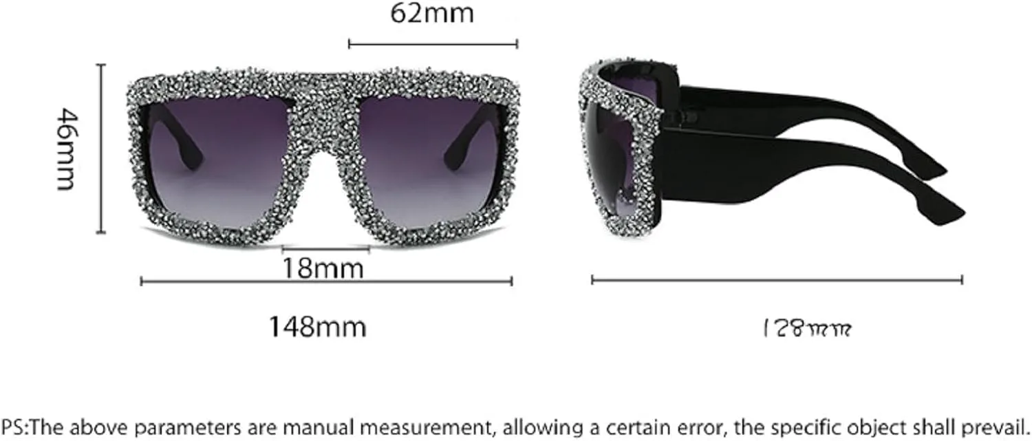 

Крупные модные квадратные солнцезащитные очки с бриллиантами для женщин в стиле ретро, ​​блестящие солнцезащитные очки со стразами mincl, 2pcs-pink&colorful