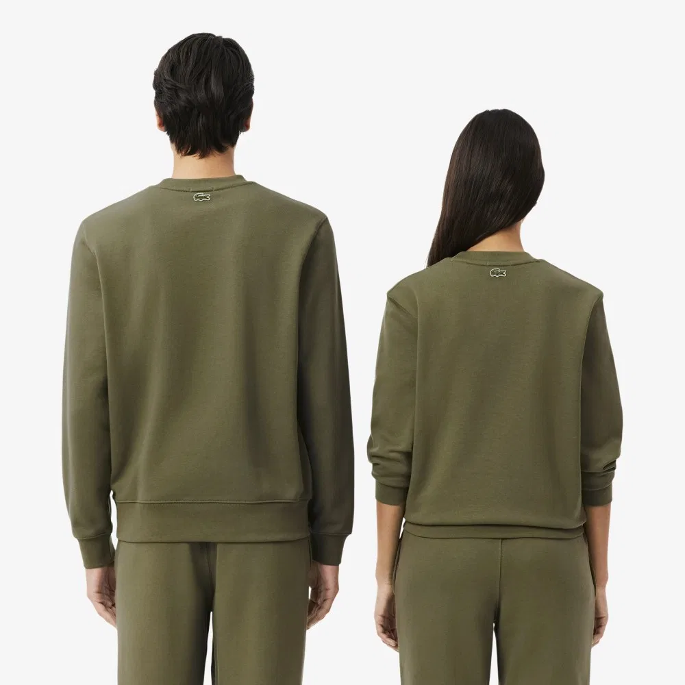 Мужской мягкий свитшот с круглым вырезом цвета хаки от Lacoste — фото 3