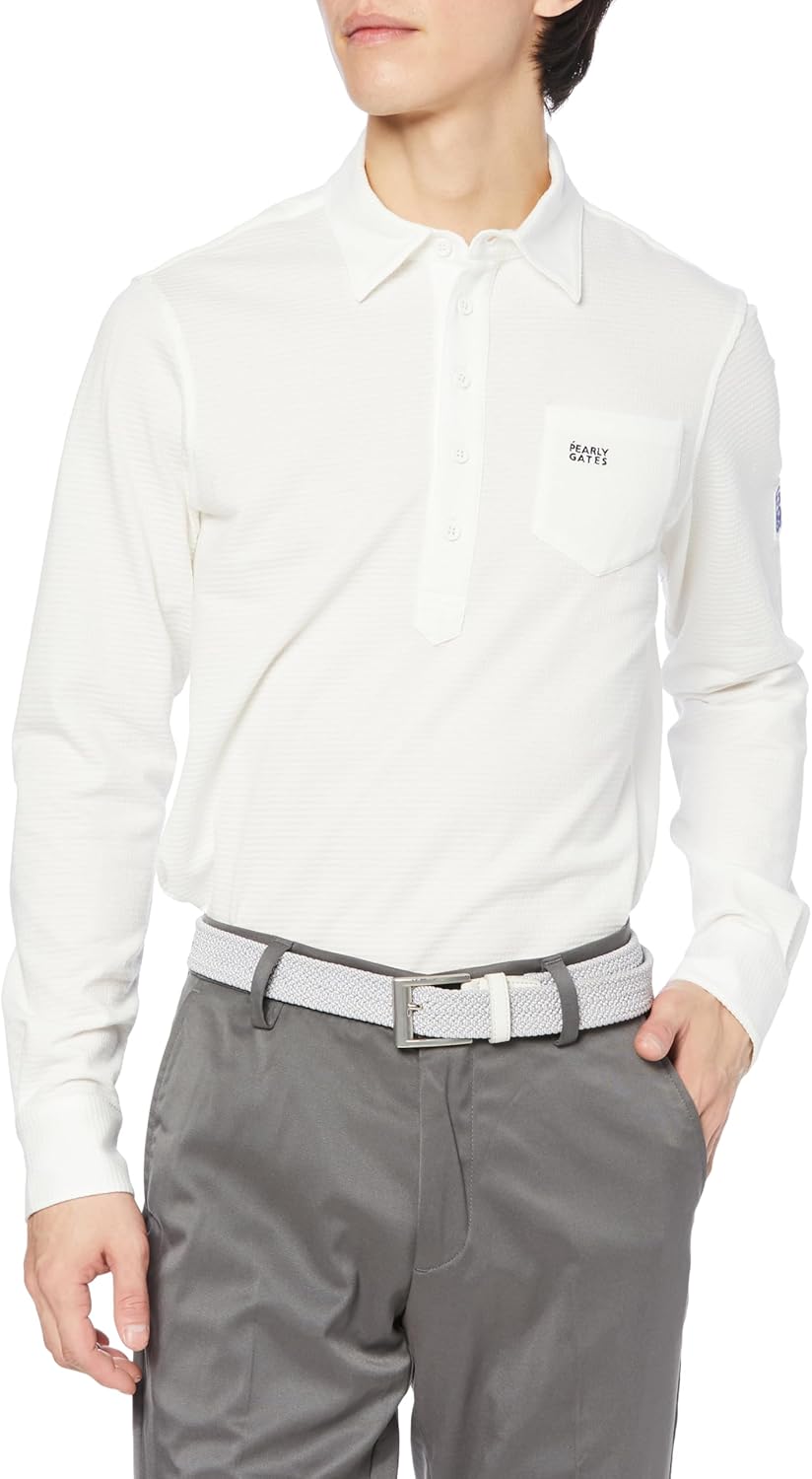 

Мужская рубашка-поло с длинным рукавом PEARLY GATES (с мини-футбольным мячом и нагрудным карманом) / Гольф / 053-4161201, белый
