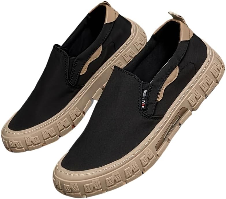 

Мужские низкие кеды из хлопка - дышащие, легкие и стильные повседневные обувь с геометрическим узором, подходят для улицы и ежедневной носки Hoalox, черный