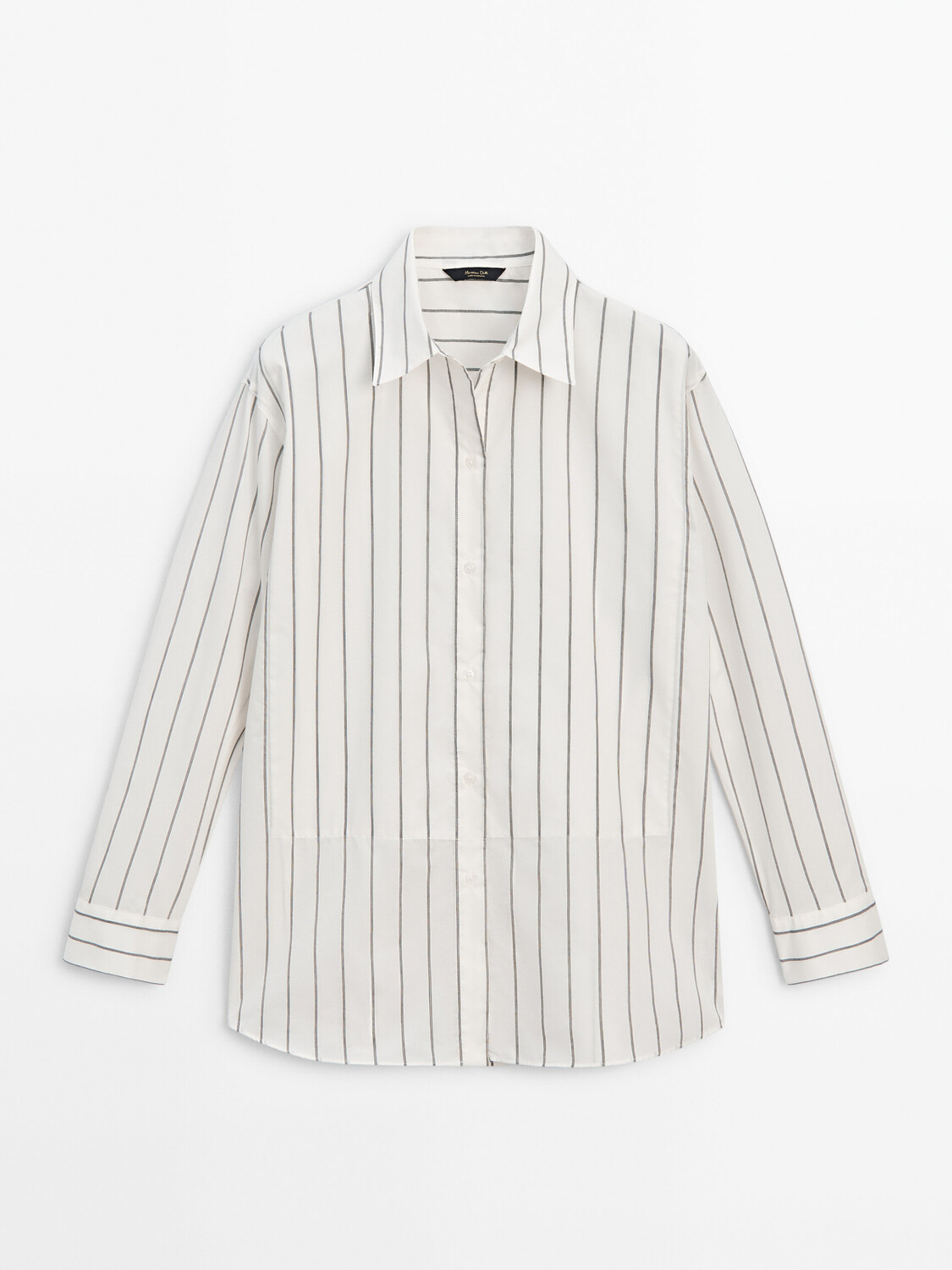 

Блузка большого размера из хлопковой смеси в полоску Massimo Dutti, бежевый