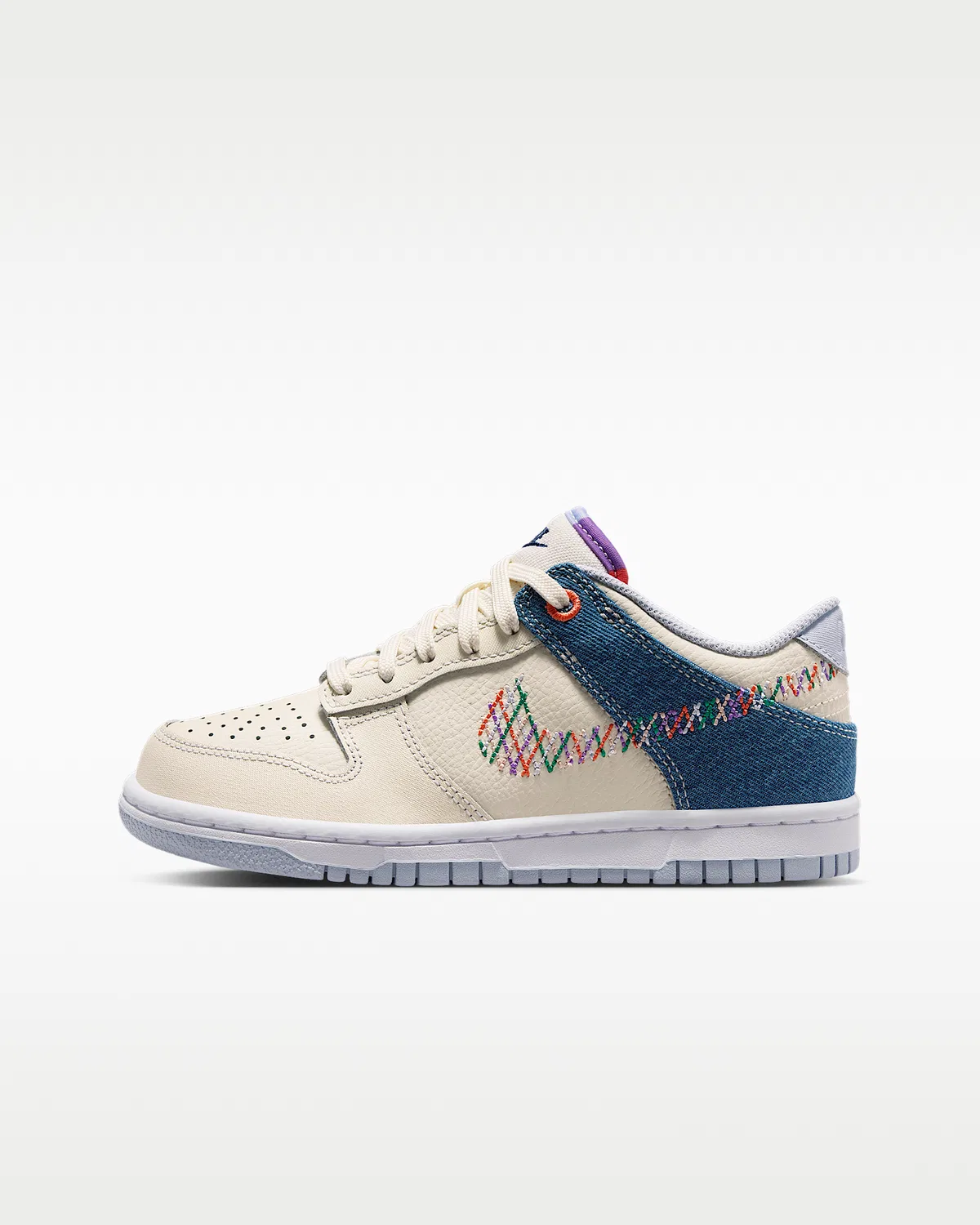Кроссовки Nike Dunk Low для детей, Soft Pearl/Blue Denim/Midnight Navy/Multi-Color