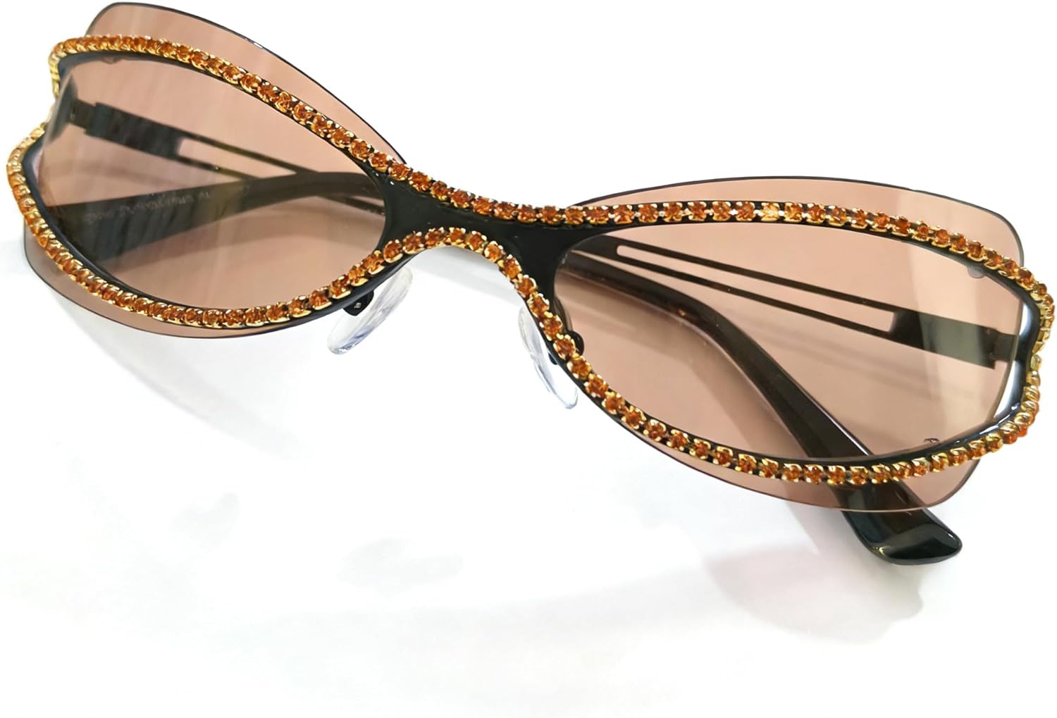 

Большие солнцезащитные очки в стиле «пилот-панк» со стразами, роскошные винтажные солнцезащитные очки в крупной оправе для женщин, для активного отдыха, защита от ультрафиолета UV400 mincl, Brown