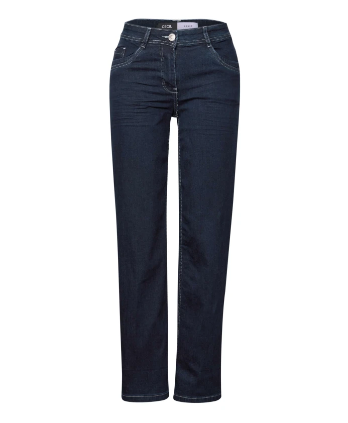 

Джинсы с широкими штанинами, выбеленные нитками Cecil, синий