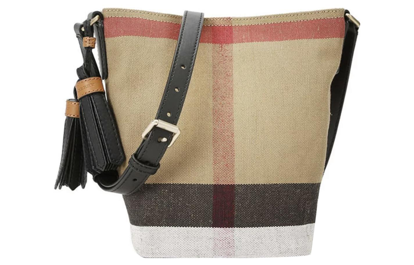 

Burberry Сумка из холста с льном, комбинированная сумка, сумка-ведро, сумка через плечо, сумка через плечо, женская коричневая сумка