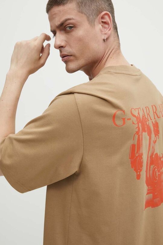 

Хлопковая футболка G-Star Raw, бежевый