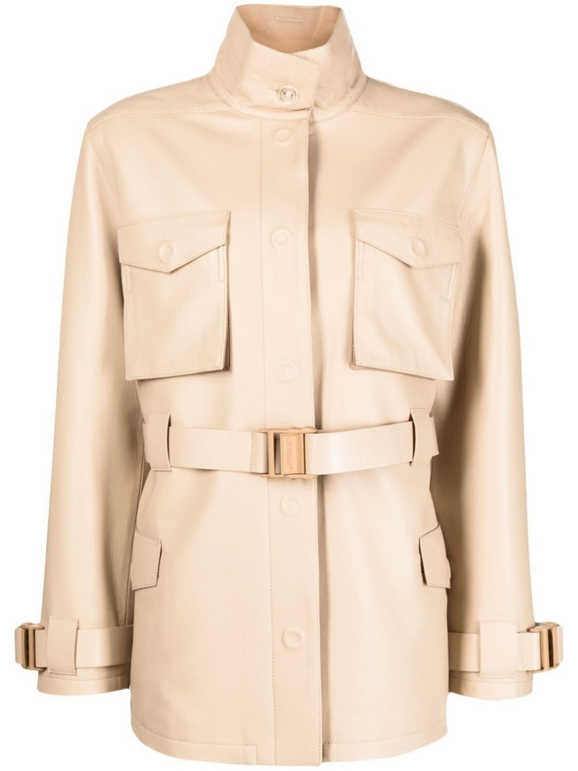 

Однобортное пальто с поясом Off-White, бежевый