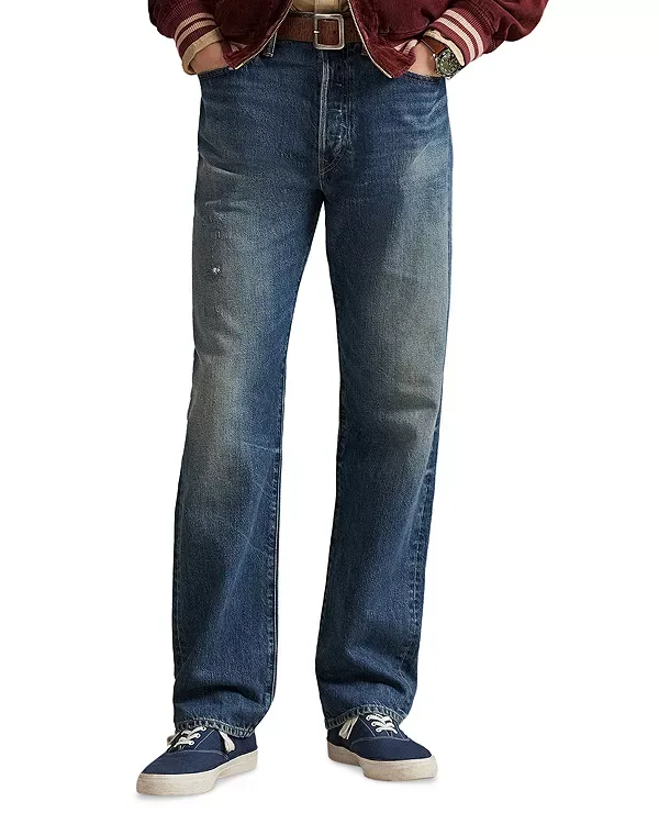 Прямые джинсы Heritage с потертостями, синего цвета. Polo Ralph Lauren, Blue