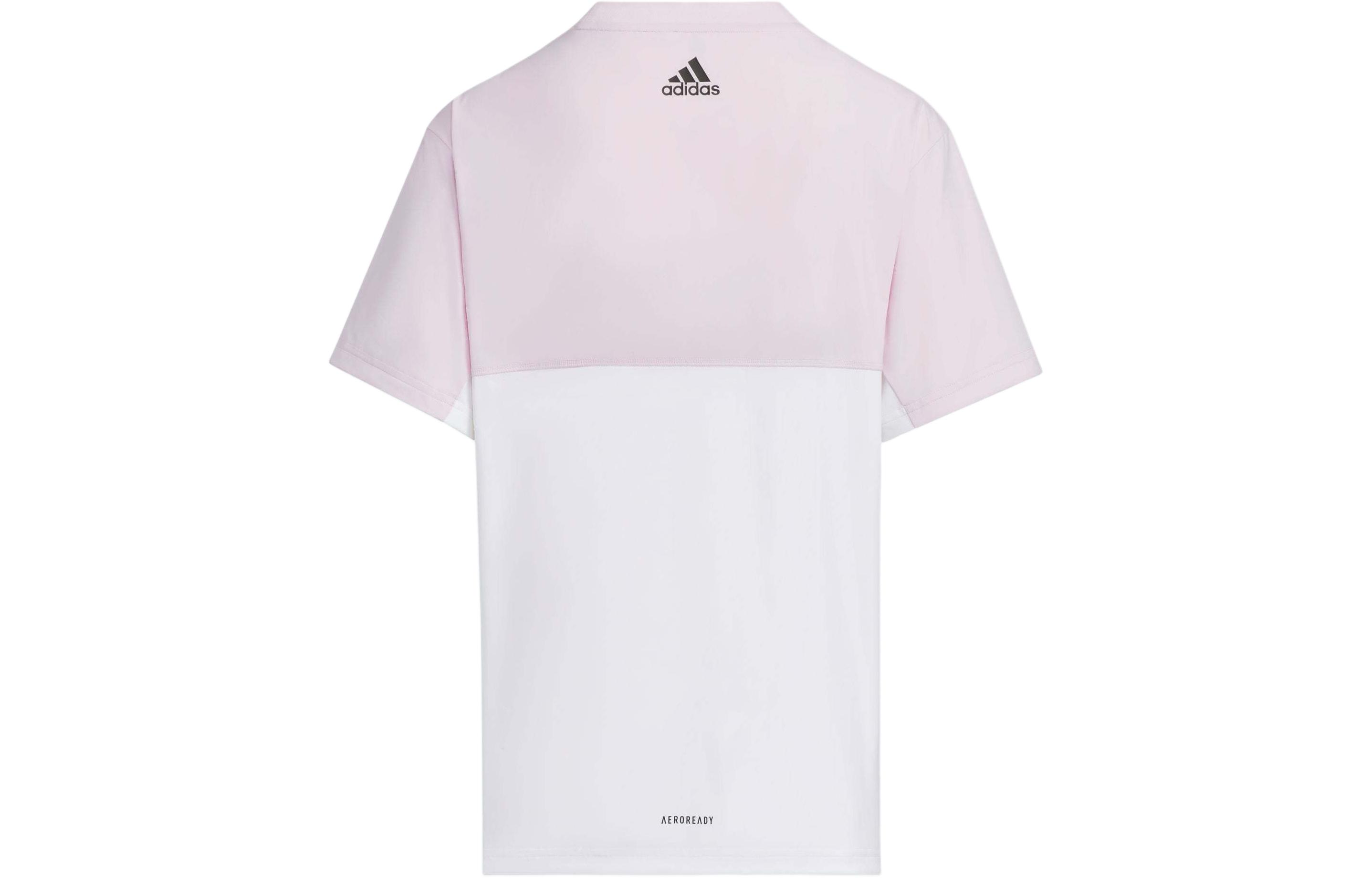 Футболка спортивная функциональная белая розовая детская Adidas — фото 3