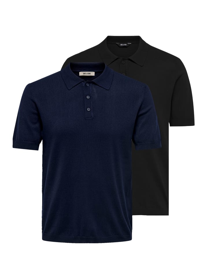 

ONLY & SONS Рубашка-поло Wyler в черно-темно-синем цвете, Черный, ONLY & SONS Рубашка-поло Wyler в черно-темно-синем цвете