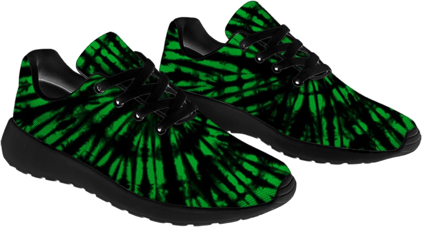 Кроссовки Horethy Tie Dye для женщин и мужчин, беговые кроссовки, женские и мужские прогулочные, теннисные кроссовки, удобные спортивные кроссовки для джоггинга, подарки, черный/зеленый — фото 4